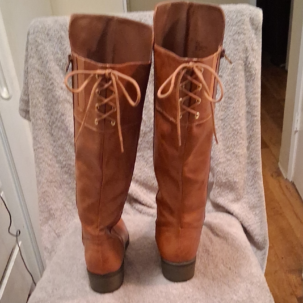 Brown Leather Knee-High Boots